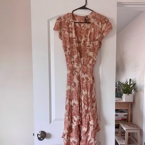 Floral Reformation Wrap Dress with Ruffles, L